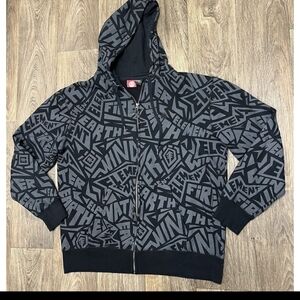 Element Black and Gray Aop Y2K Streetwear Vintage Graphic Hoodie Jacket